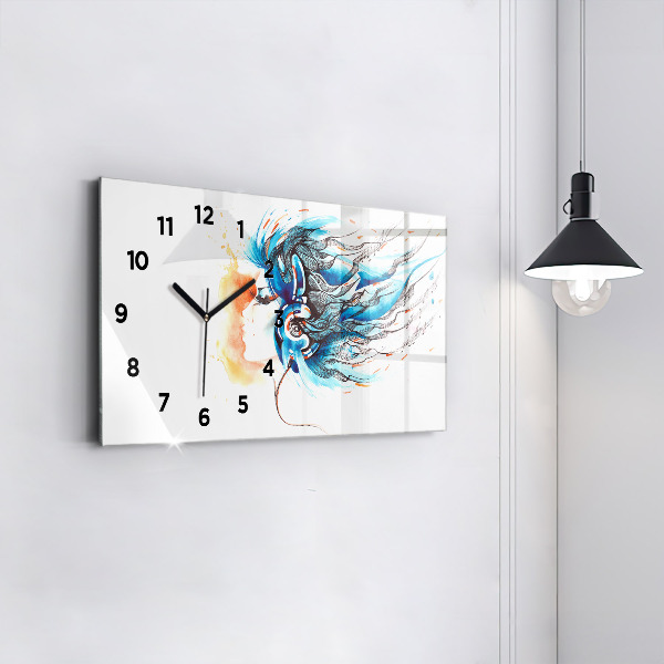 Reloj horizontal Ilustración de auriculares