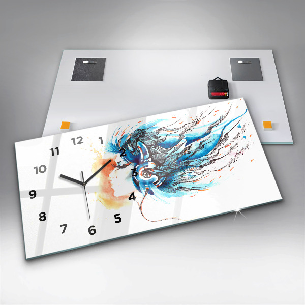 Reloj horizontal Ilustración de auriculares