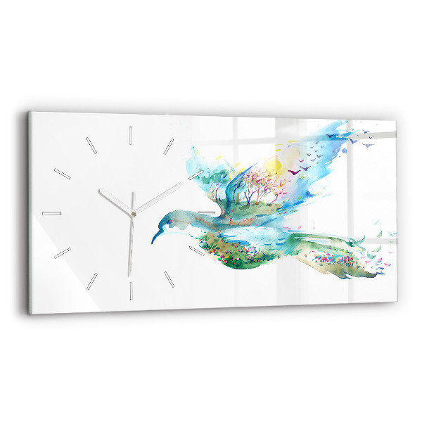 Reloj de cristal horizontal Abstracción de pájaro y primavera