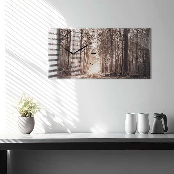 Reloj horizontal Camino forestal en sepia