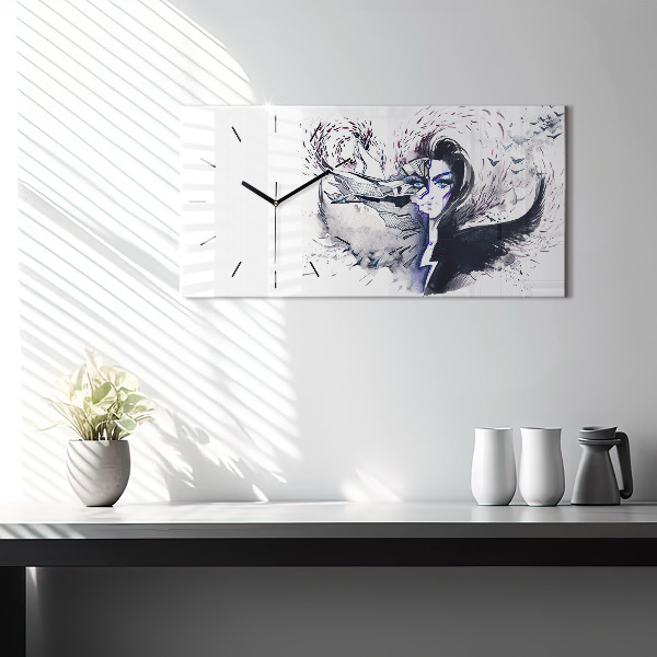 Reloj horizontal Ilustración de una mujer