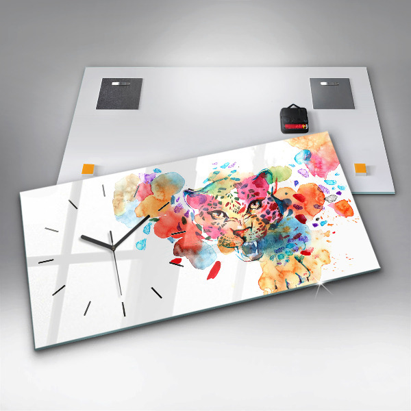 Reloj horizontal Gato salvaje abstracto
