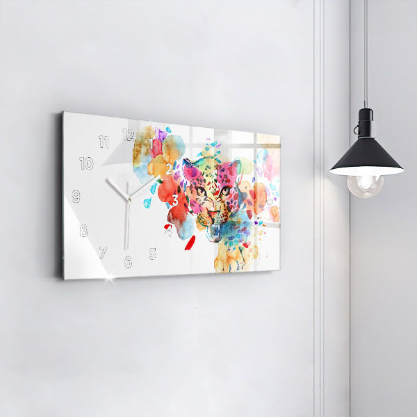 Reloj horizontal Gato salvaje abstracto