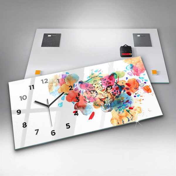 Reloj horizontal Gato salvaje abstracto