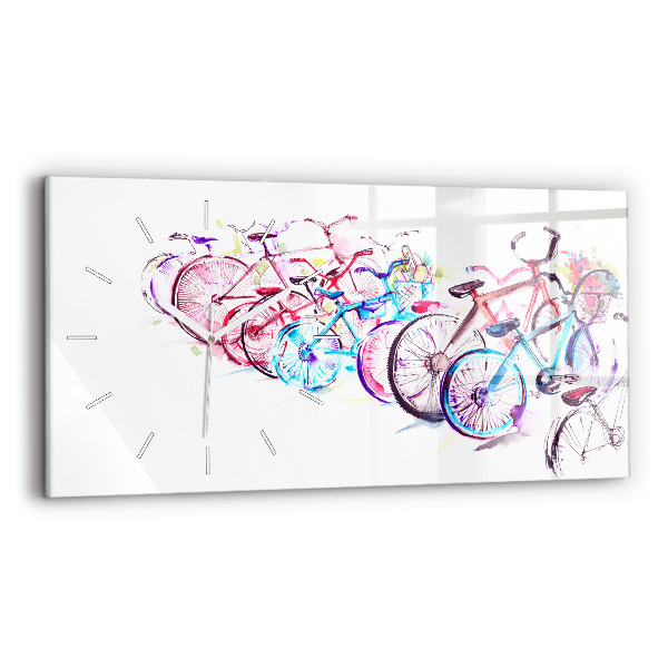 Reloj de cristal horizontal Bicicletas urbanas de colores