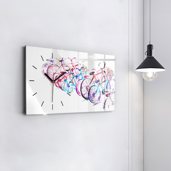 Reloj de cristal horizontal Bicicletas urbanas de colores