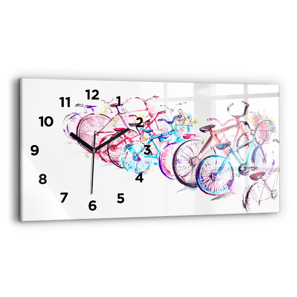 Reloj de cristal horizontal Bicicletas urbanas de colores