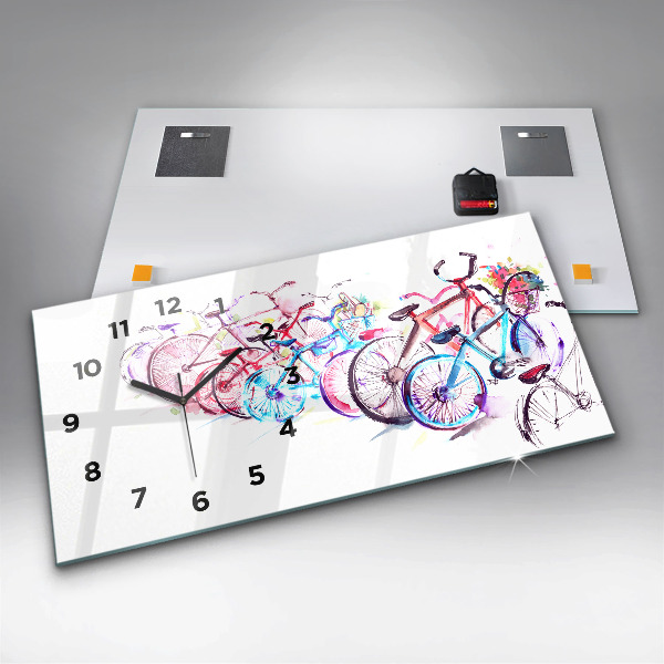 Reloj de cristal horizontal Bicicletas urbanas de colores
