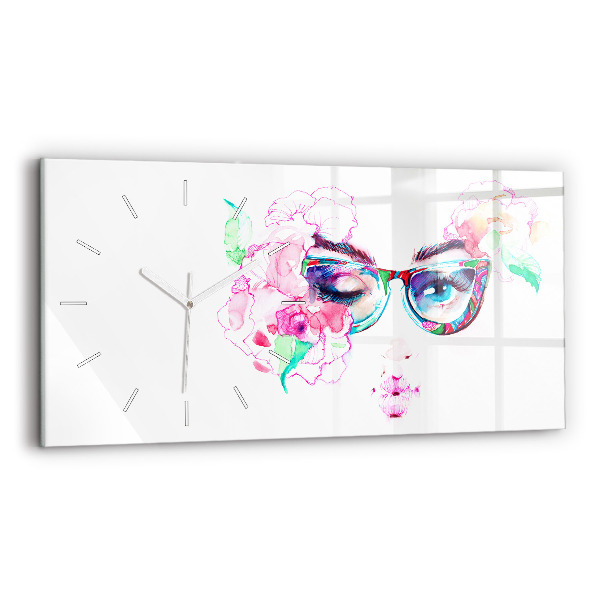 Reloj horizontal Rostros de mujer con gafas