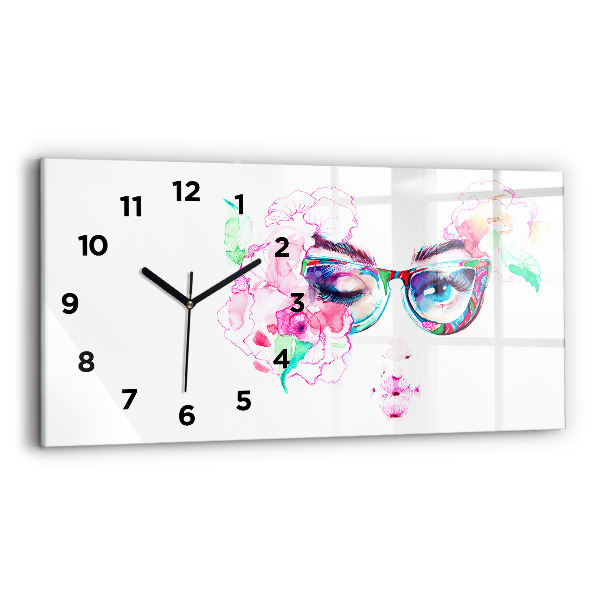Reloj horizontal Rostros de mujer con gafas