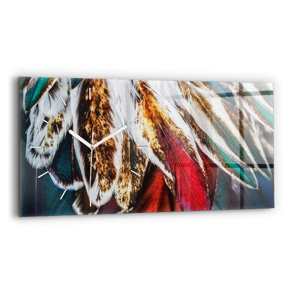 Reloj de cristal horizontal Plumas marrón claro de un pájaro