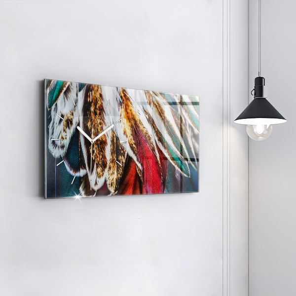 Reloj de cristal horizontal Plumas marrón claro de un pájaro