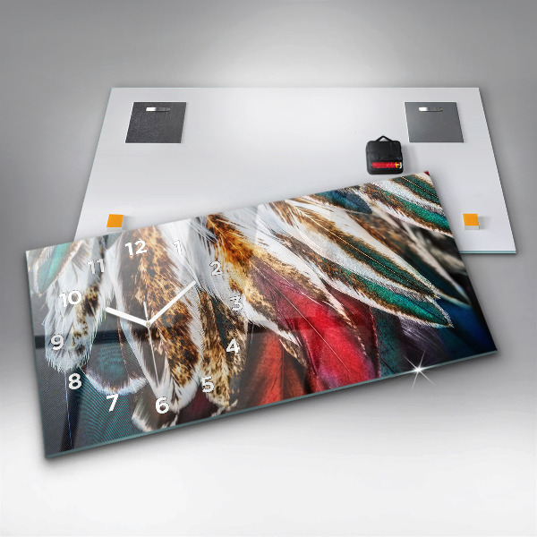 Reloj de cristal horizontal Plumas marrón claro de un pájaro