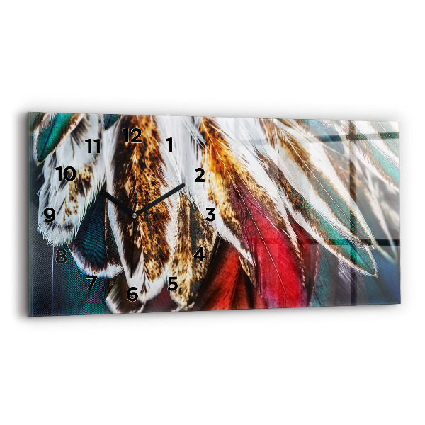 Reloj de cristal horizontal Plumas marrón claro de un pájaro