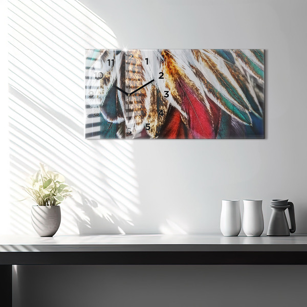 Reloj de cristal horizontal Plumas marrón claro de un pájaro