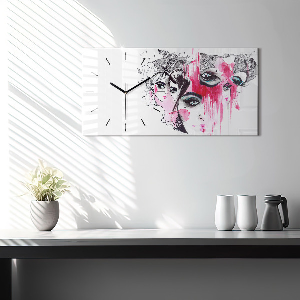 Reloj de cristal horizontal Muchas caras abstracto