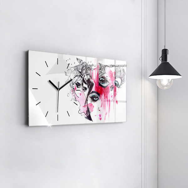 Reloj de cristal horizontal Muchas caras abstracto