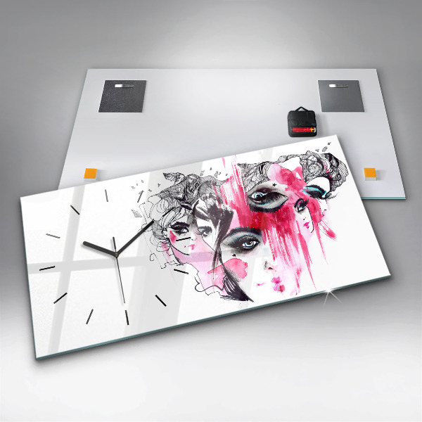 Reloj de cristal horizontal Muchas caras abstracto