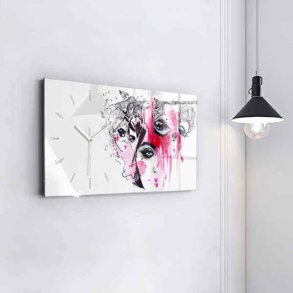 Reloj de cristal horizontal Muchas caras abstracto