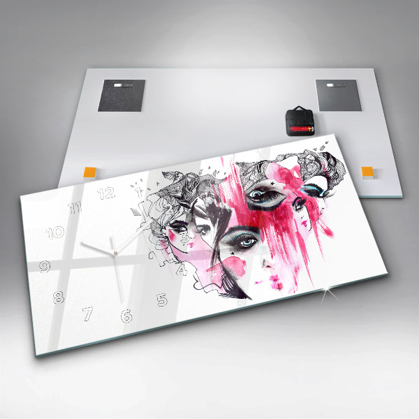 Reloj de cristal horizontal Muchas caras abstracto