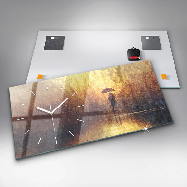 Reloj de cristal horizontal Mujer con paraguas