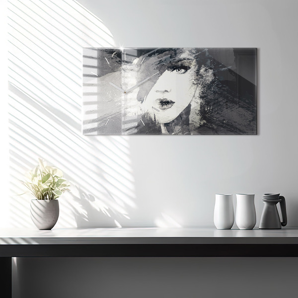 Reloj de cristal horizontal Mujer - acuarela