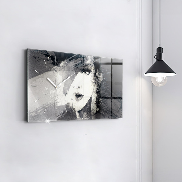 Reloj de cristal horizontal Mujer - acuarela