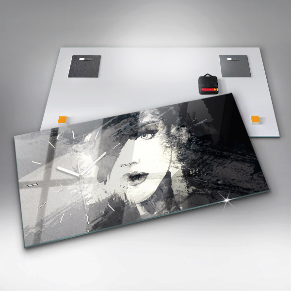 Reloj de cristal horizontal Mujer - acuarela