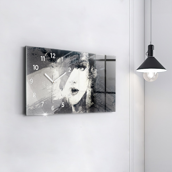 Reloj de cristal horizontal Mujer - acuarela