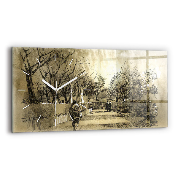 Reloj horizontal Parque y árboles en sepia