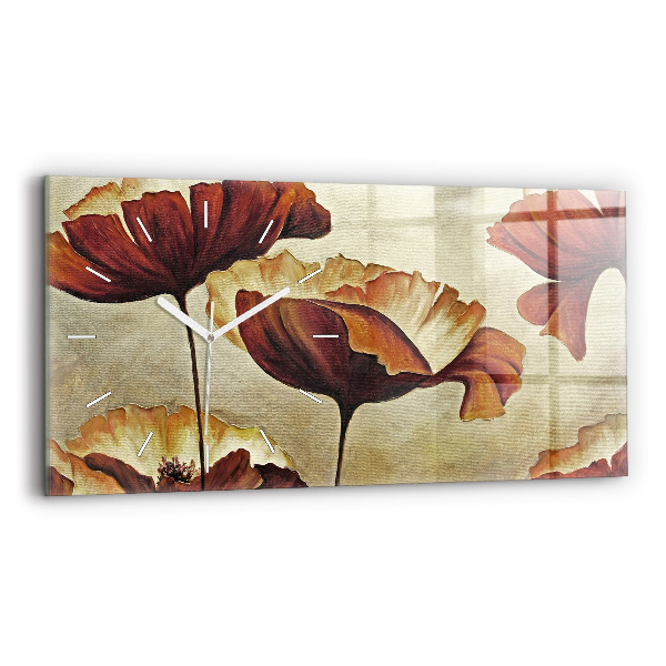 Reloj de cristal horizontal Amapolas pintadas