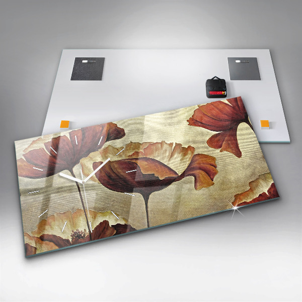 Reloj de cristal horizontal Amapolas pintadas
