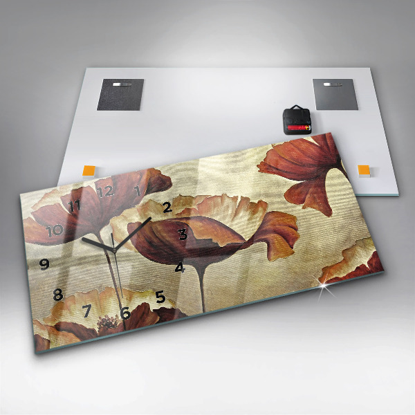 Reloj de cristal horizontal Amapolas pintadas