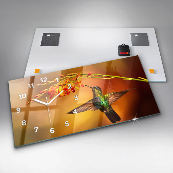 Reloj de cristal horizontal Pájaro colibrí