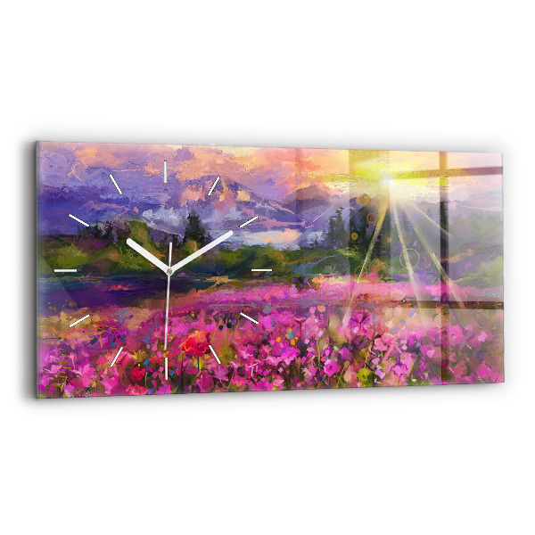 Reloj de cristal horizontal Paisaje de naturaleza y flores