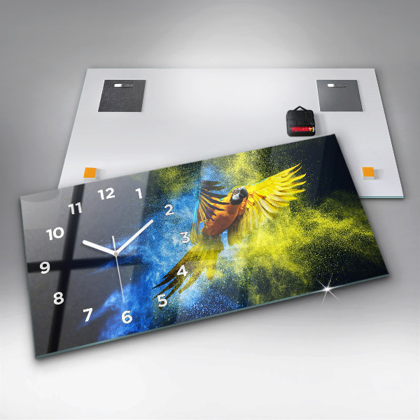 Reloj de cristal horizontal Loro de colores