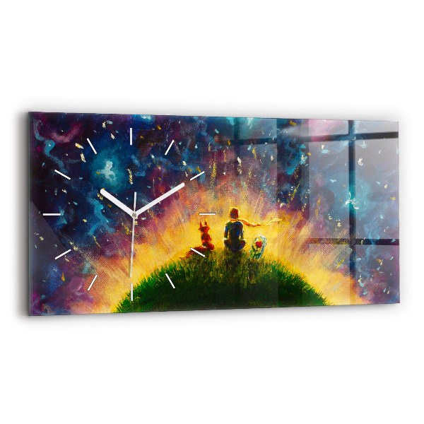 Reloj de cristal horizontal Principito abstracto