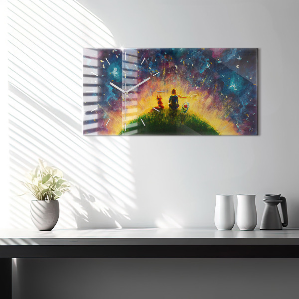 Reloj de cristal horizontal Principito abstracto