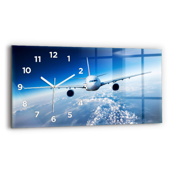 Reloj de cristal horizontal Avión Nubes