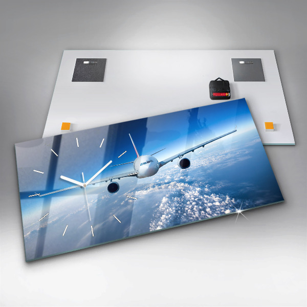 Reloj de cristal horizontal Avión Nubes