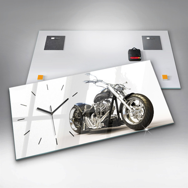 Reloj de cristal horizontal Moto negra