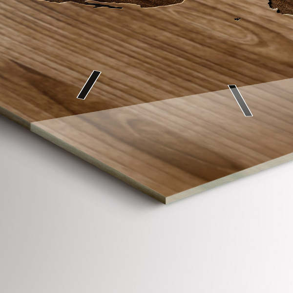Reloj horizontal Mapamundi sobre madera