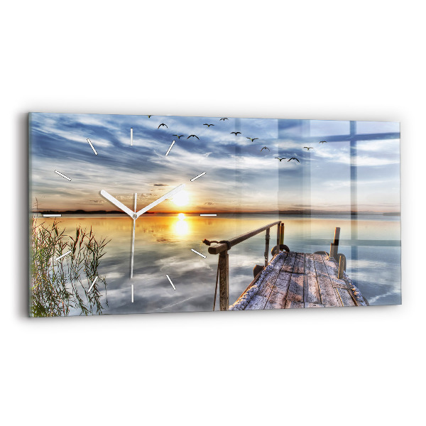 Reloj de cristal horizontal Atardecer Lago