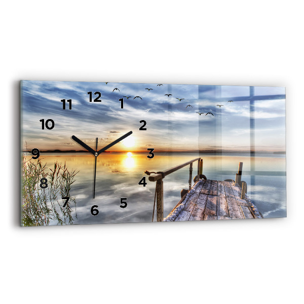 Reloj de cristal horizontal Atardecer Lago