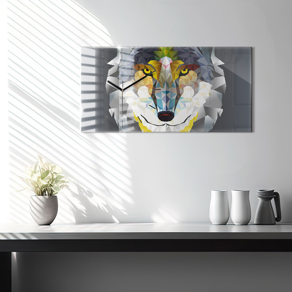 Reloj de cristal horizontal Cabeza de lobo