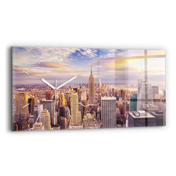 Reloj de cristal horizontal Atardecer Nueva York