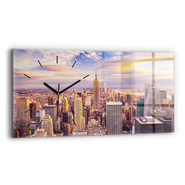 Reloj de cristal horizontal Atardecer Nueva York