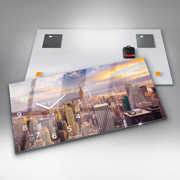 Reloj de cristal horizontal Atardecer Nueva York