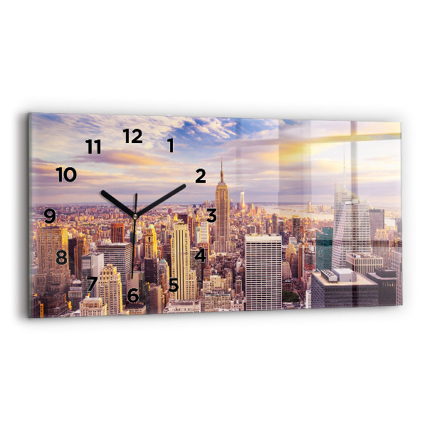 Reloj de cristal horizontal Atardecer Nueva York