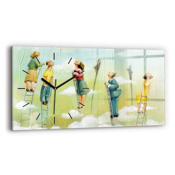 Reloj horizontal Gente en una escalera